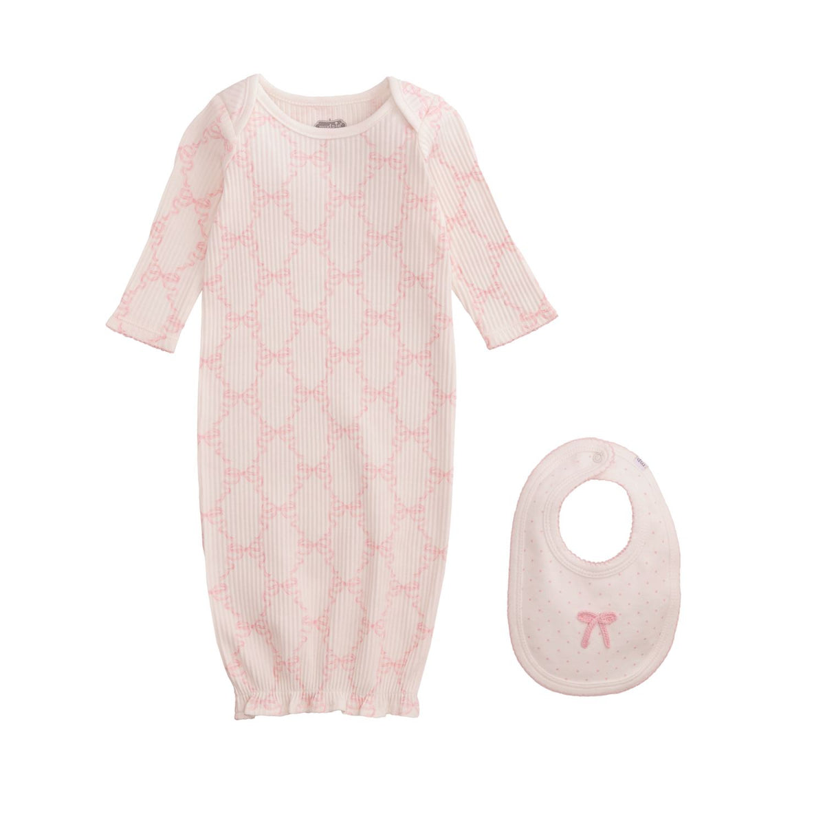 Bow Print Gown and Bib Set