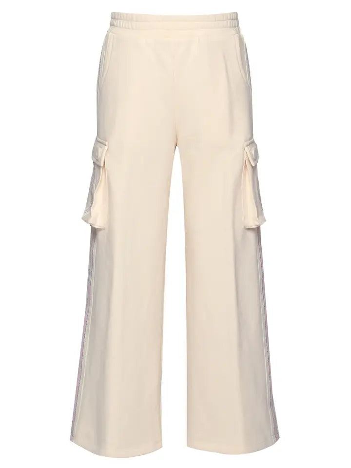 Ivory French Terry Sweatpants w/Cargo Pockets