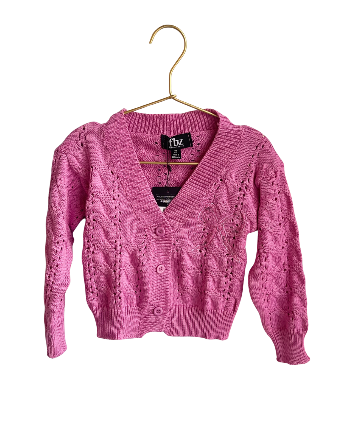 Pink Sweater w/Pink Chiffon Bow
