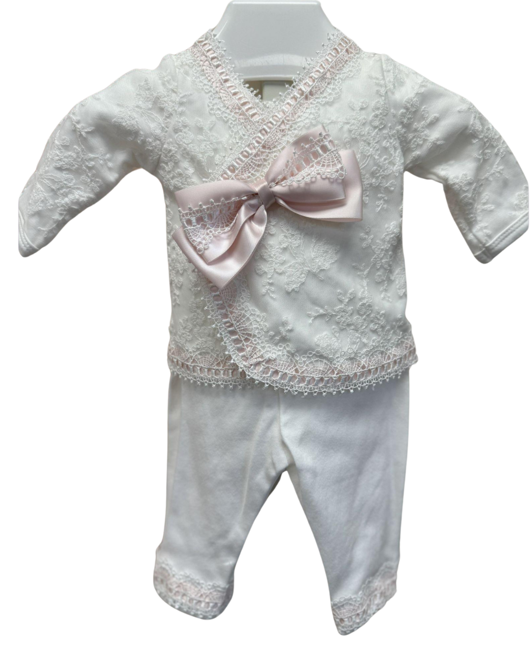 Long Sleeve Pink Bow Lace 2 Pieces