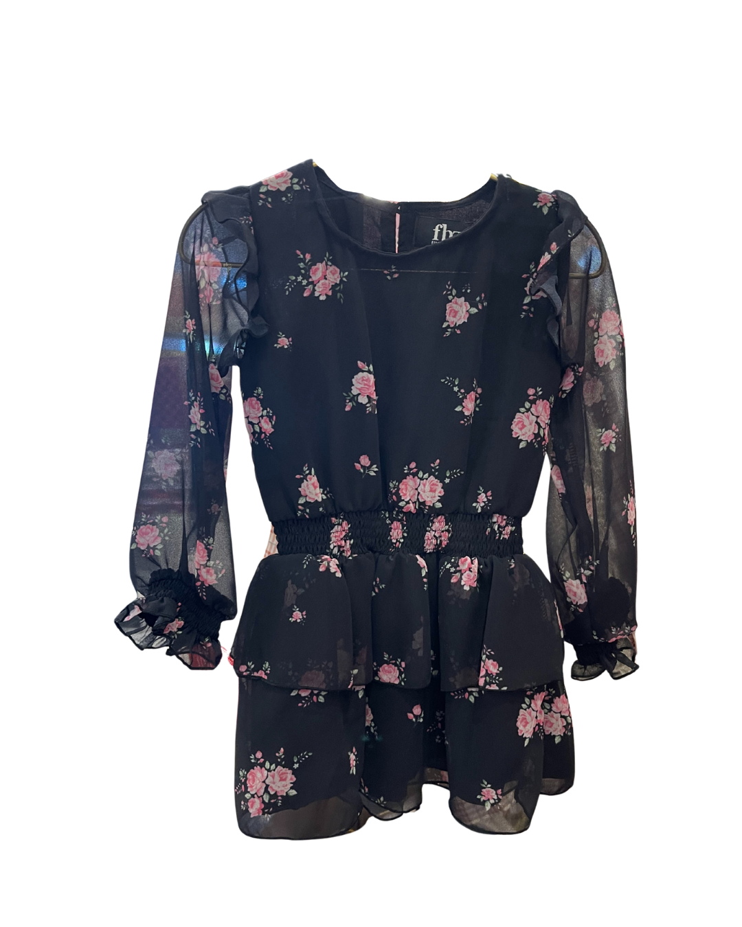 Black Pink Flower Dress
