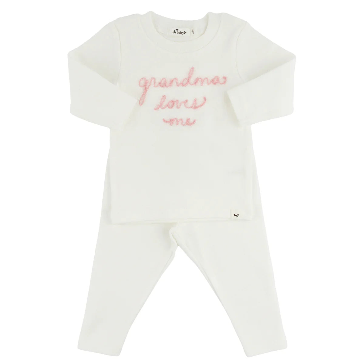 grandma loves me Baby Rib 2pc Set - Cream