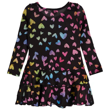 Long Sleeve  Multicolor Sparkle Hearts Dress