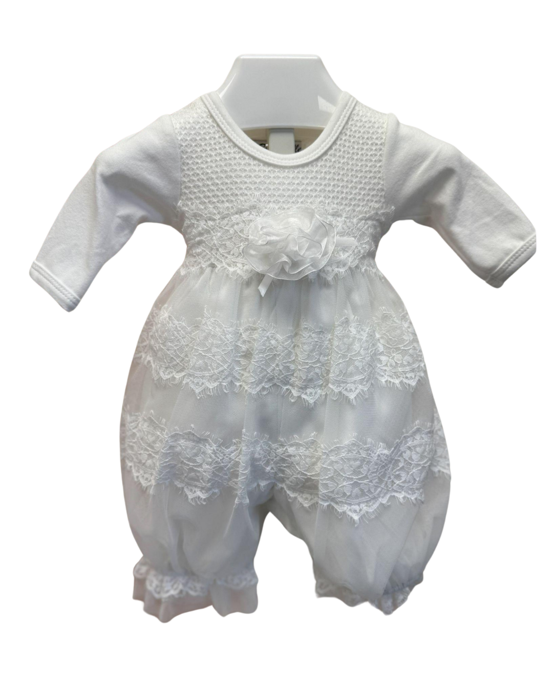 Long Sleeve Lace Trim Romper