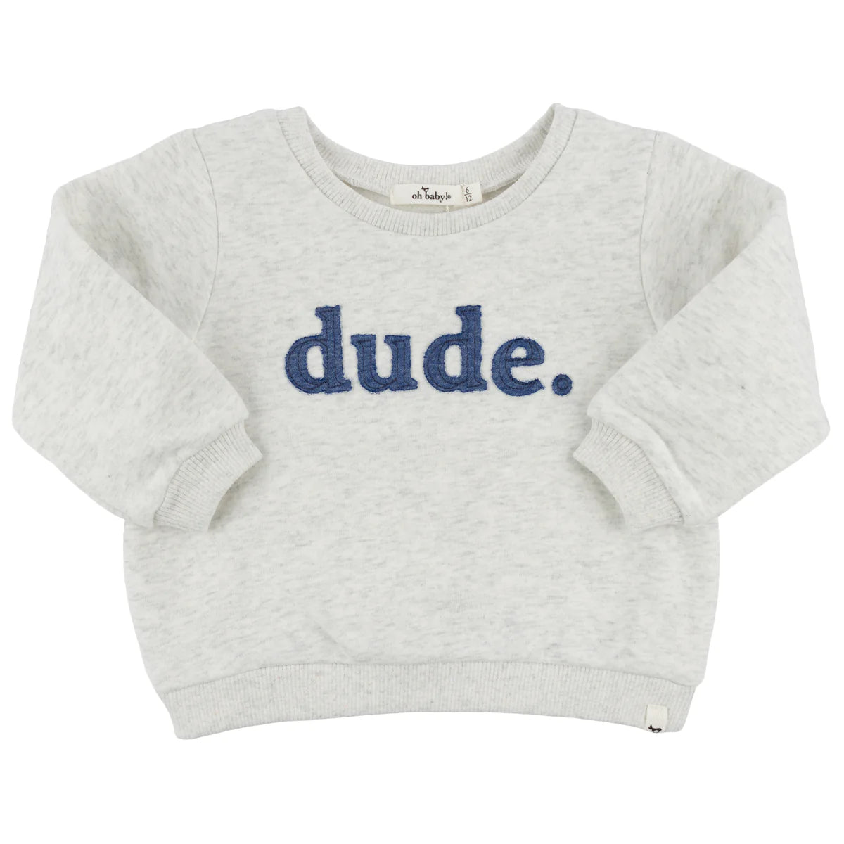 "dude" Denim Applique Brooklyn Boxy - Heather Gray