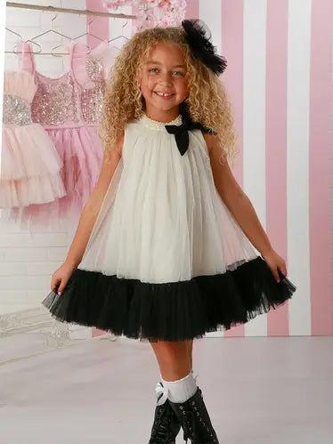 Solene Ivory and Black Dress