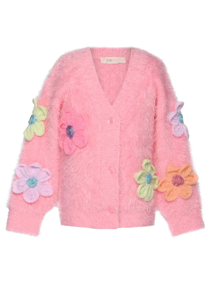 3D FLOWER CARDIGAN - PINK
