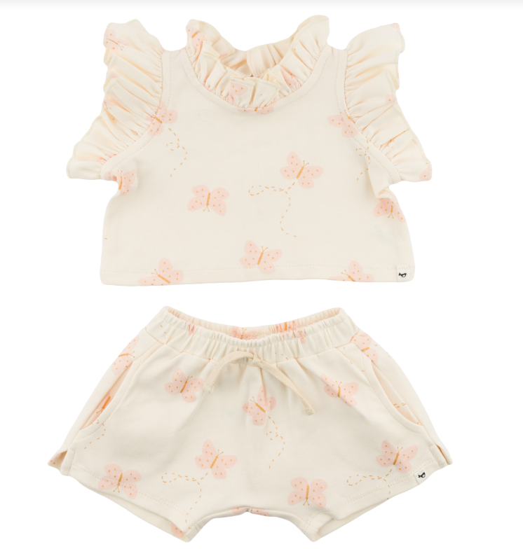 Mini Butterflies Pink Lola Top Jamie Short Set IJ- Milk