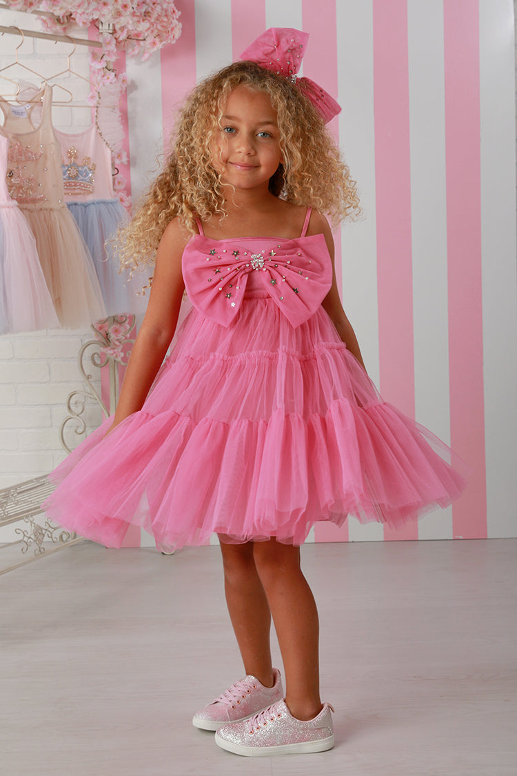 Candy Pink Bow Babydoll Dress 24m/2t