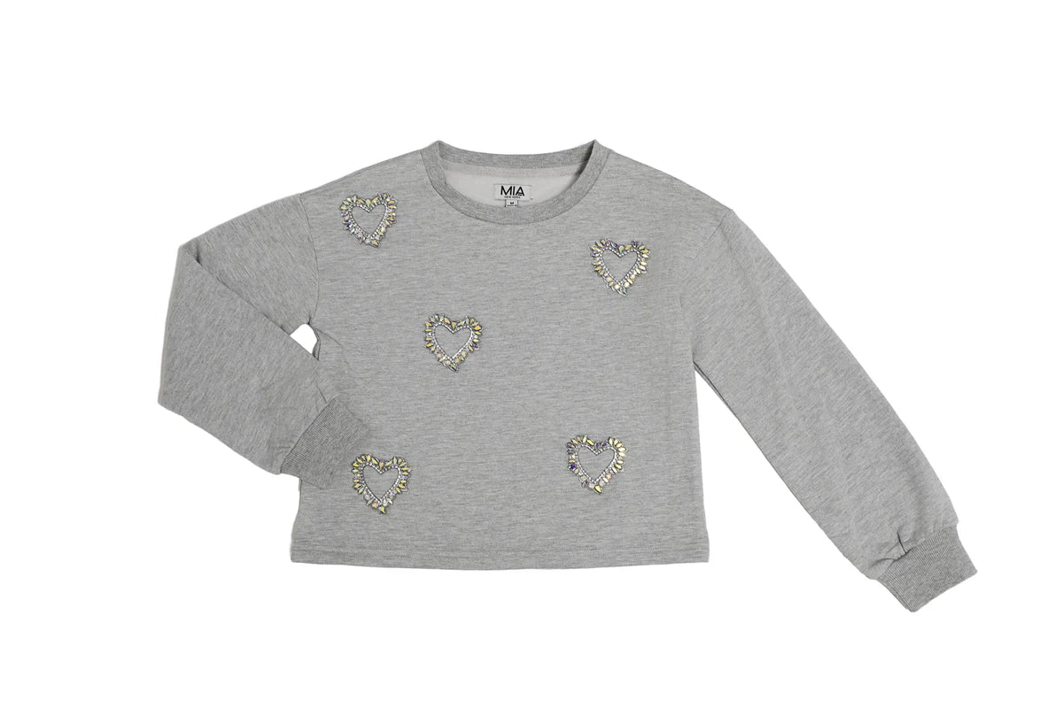 Heather Heart Rhinestone Sweatshirt