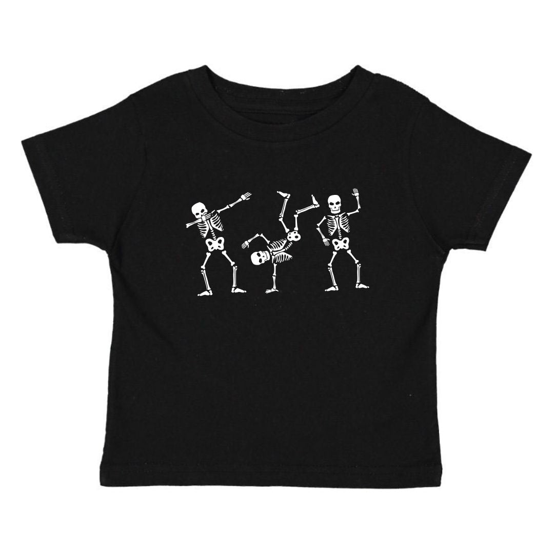 Silly Skelly Glow In The Dark Halloween Short Sleeve T-Shirt - Black