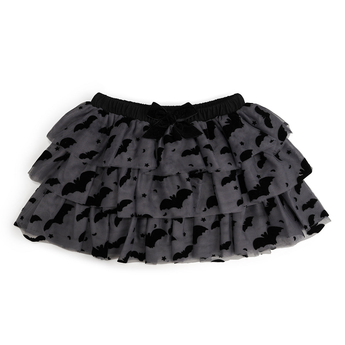 Flocked Bats Halloween Bow Tiered Tutu