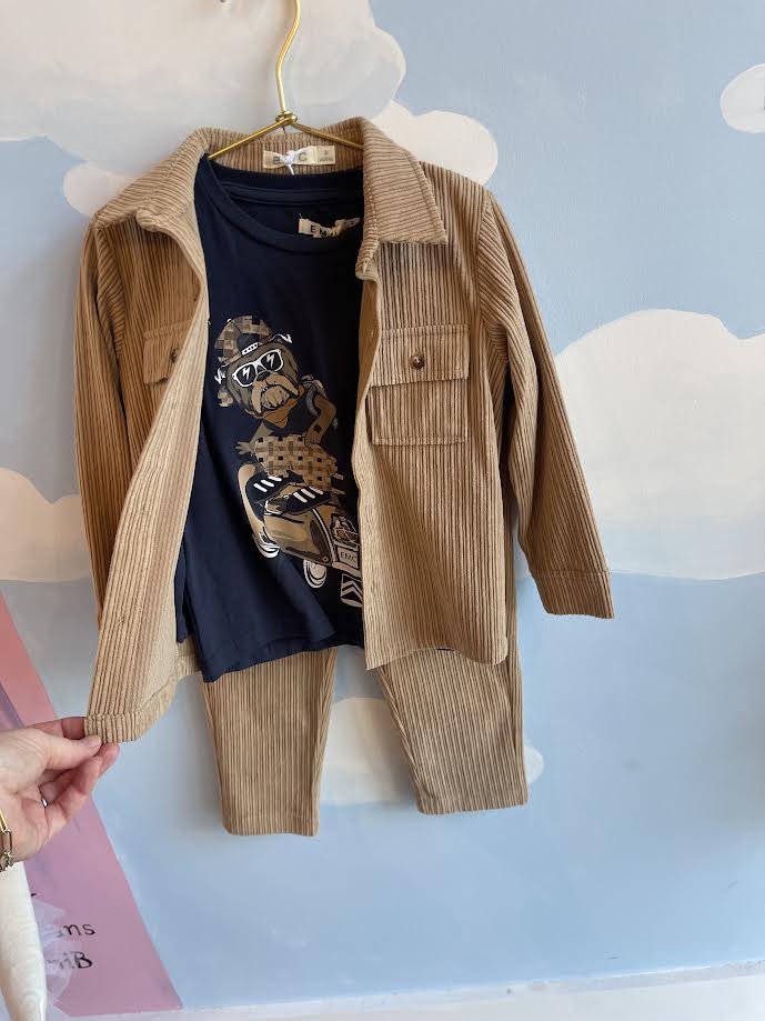 Navy LS Tee w/Dog on Scooter