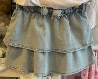 Toedoe Classic Light Denim Layered Skirt