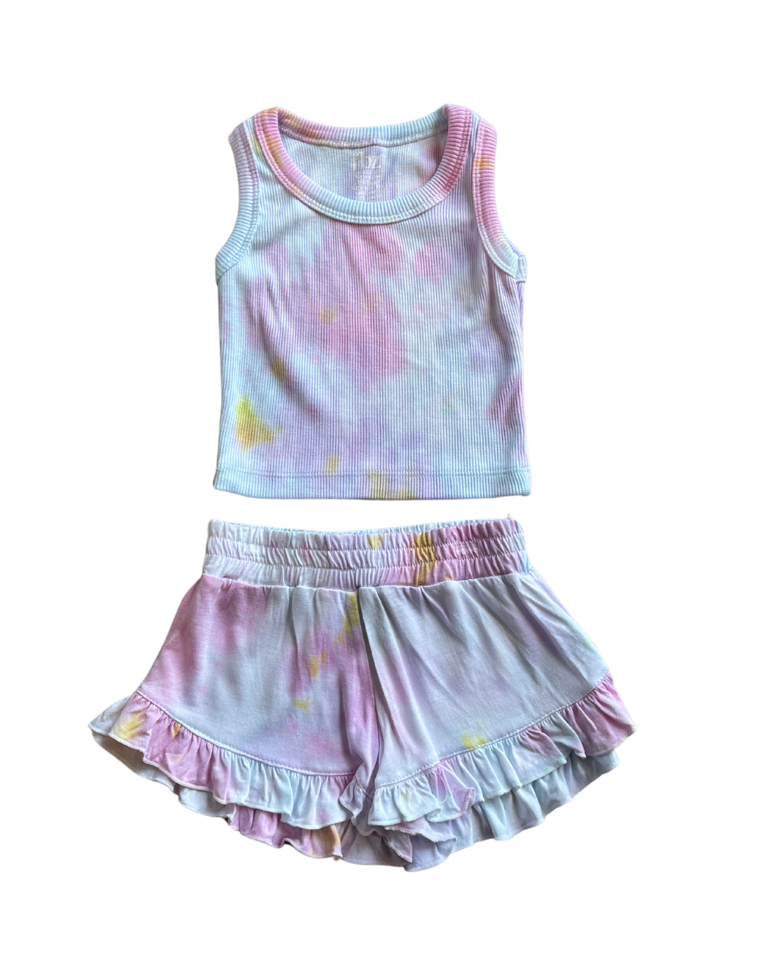 Pastel Tye Dye Ruffled Shorts Set