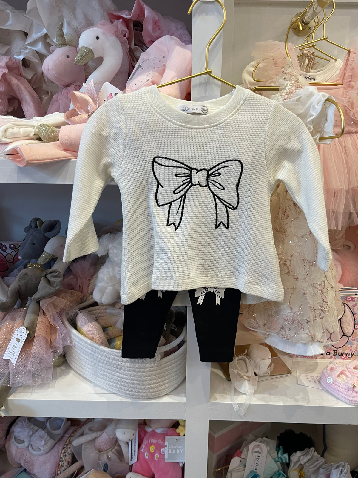 BOWS TEE & LEGGINGS - SAND