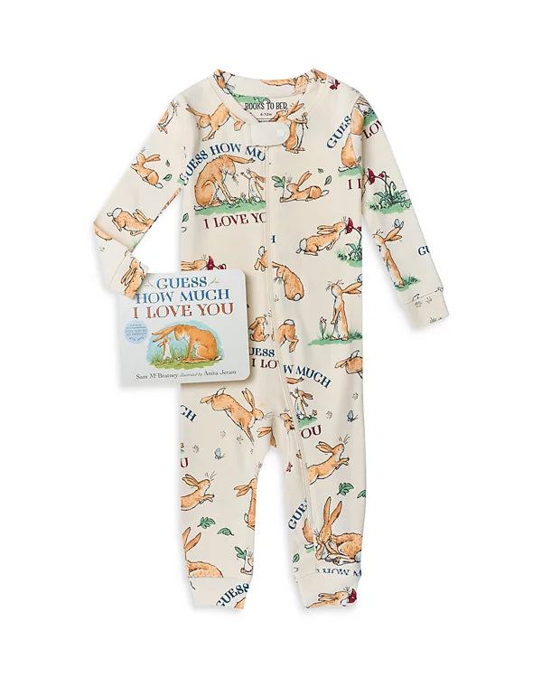 Guess How Much I Love You- Cream- Baby Coverall & Book Box Set