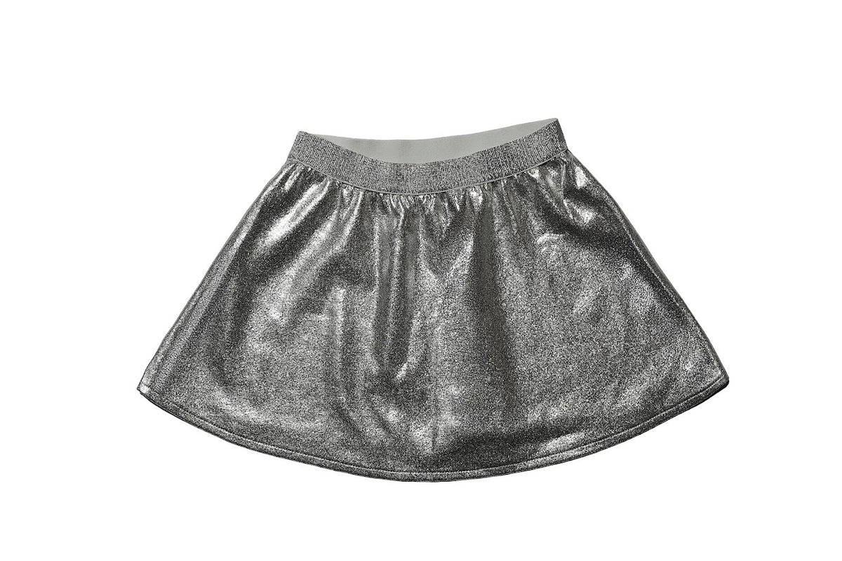 Silver Leather Skater Skirt