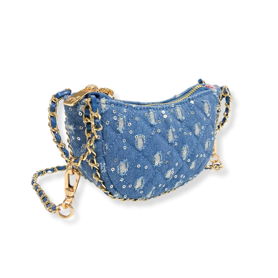 Denim Crescent Purse