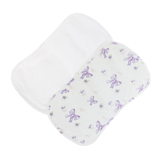 Lavender Bows Printed Burp Cloth Set