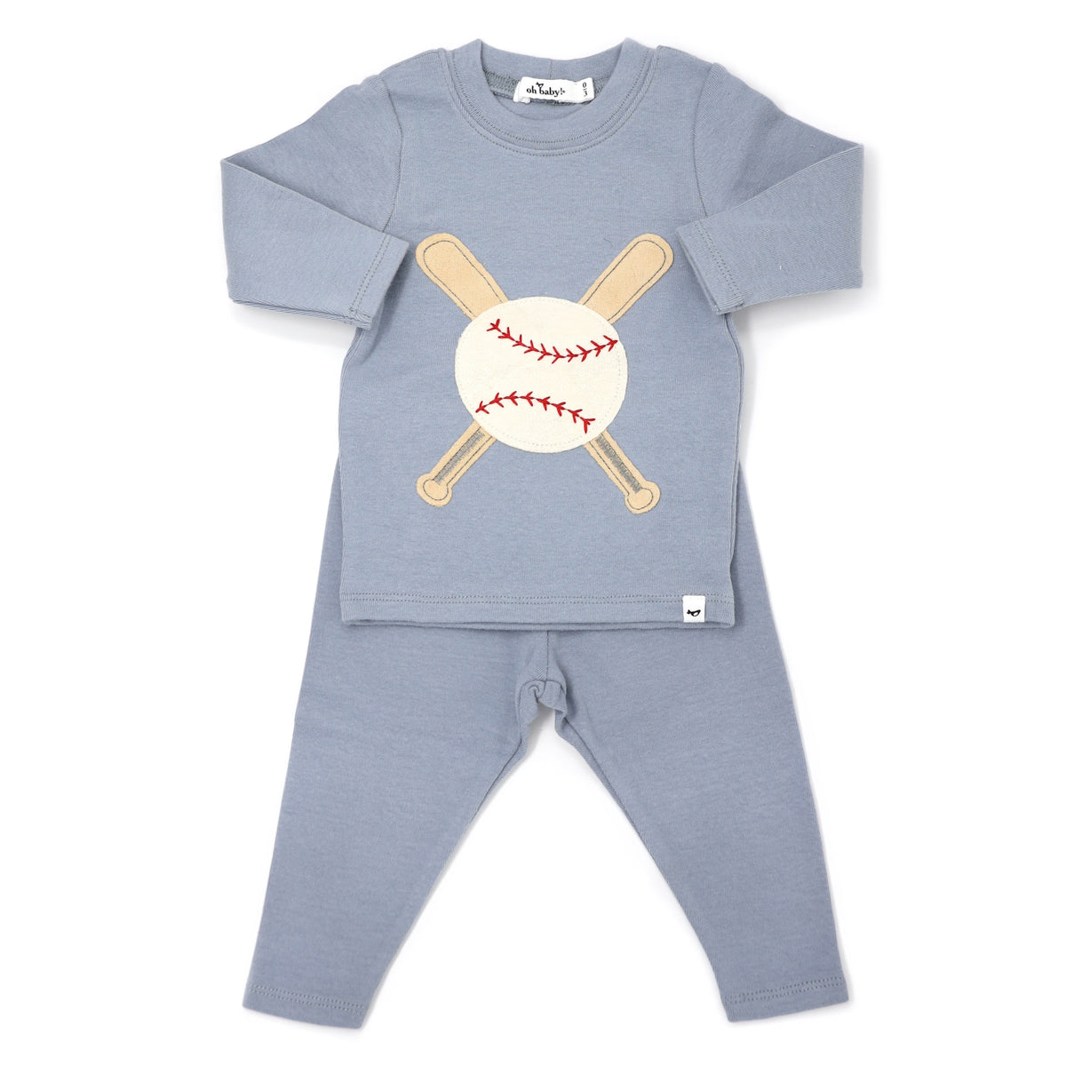 Terry Baseball Long Sleeve Fog - Two Piece Set