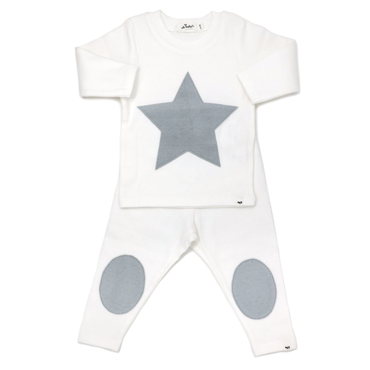 Mist Blue Star Applique with Patch Leggings - Two Piece Set