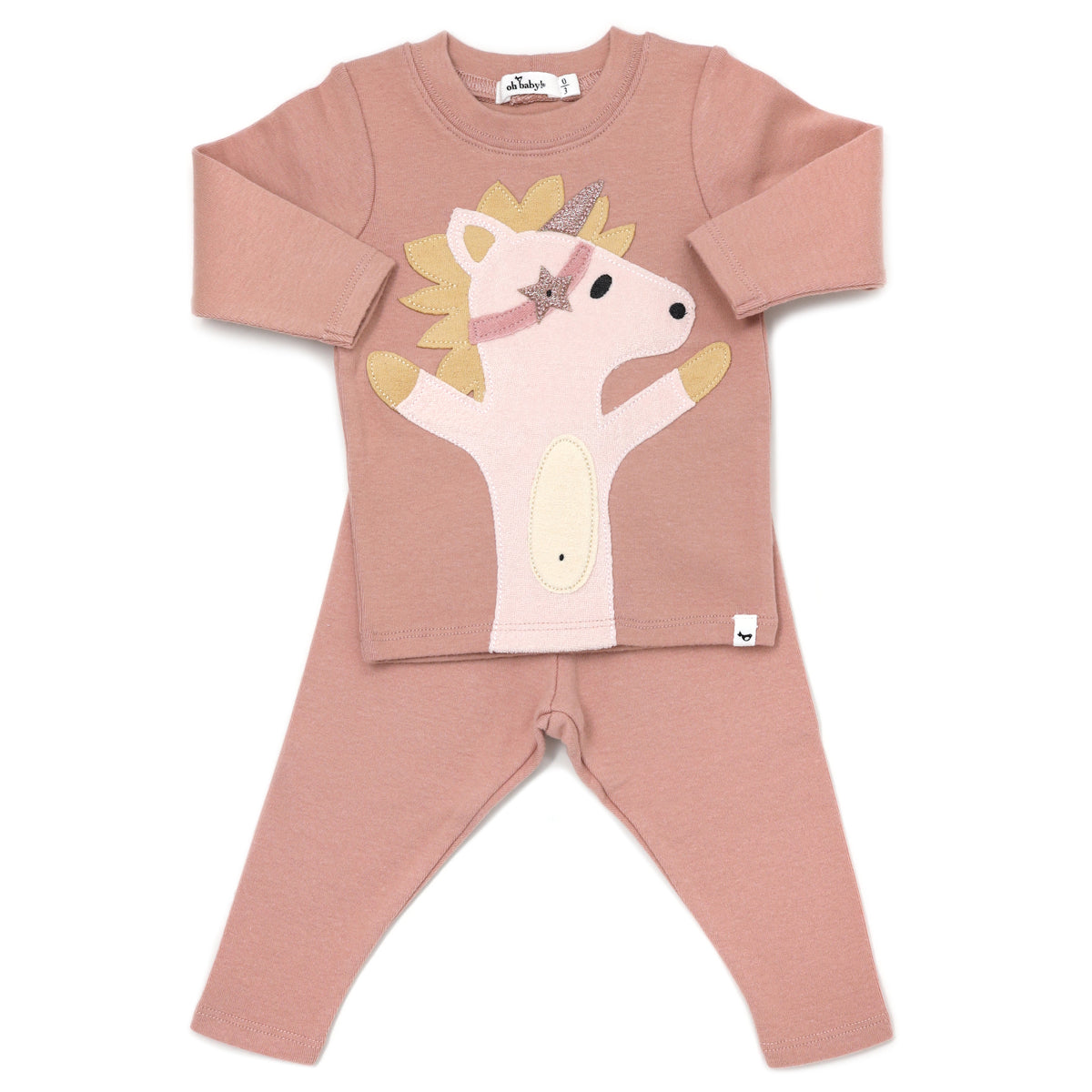 Unicorn Terry Appl L/S 2pc Set-Blush