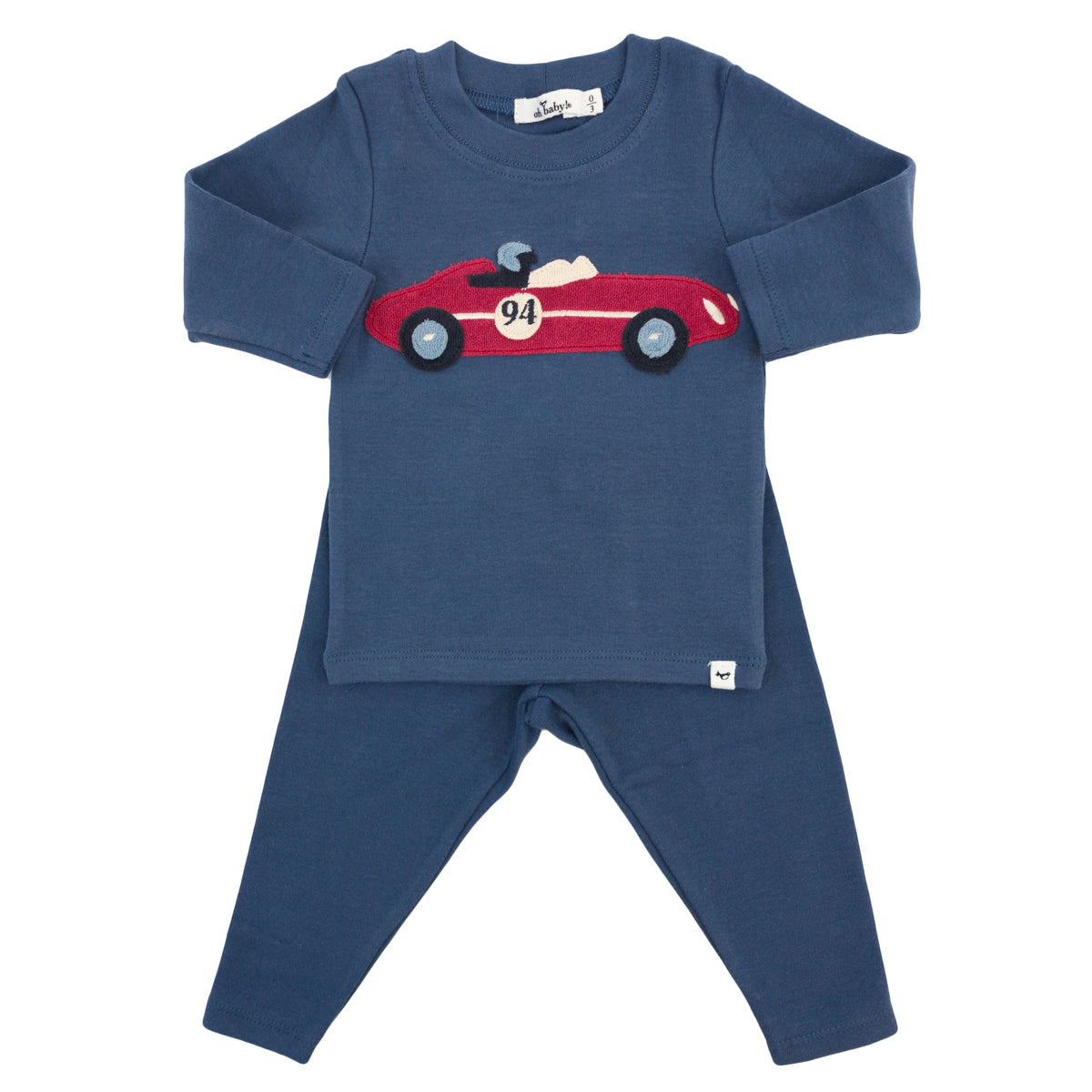 Racecar Terry Applique  2pc. Set- Denim