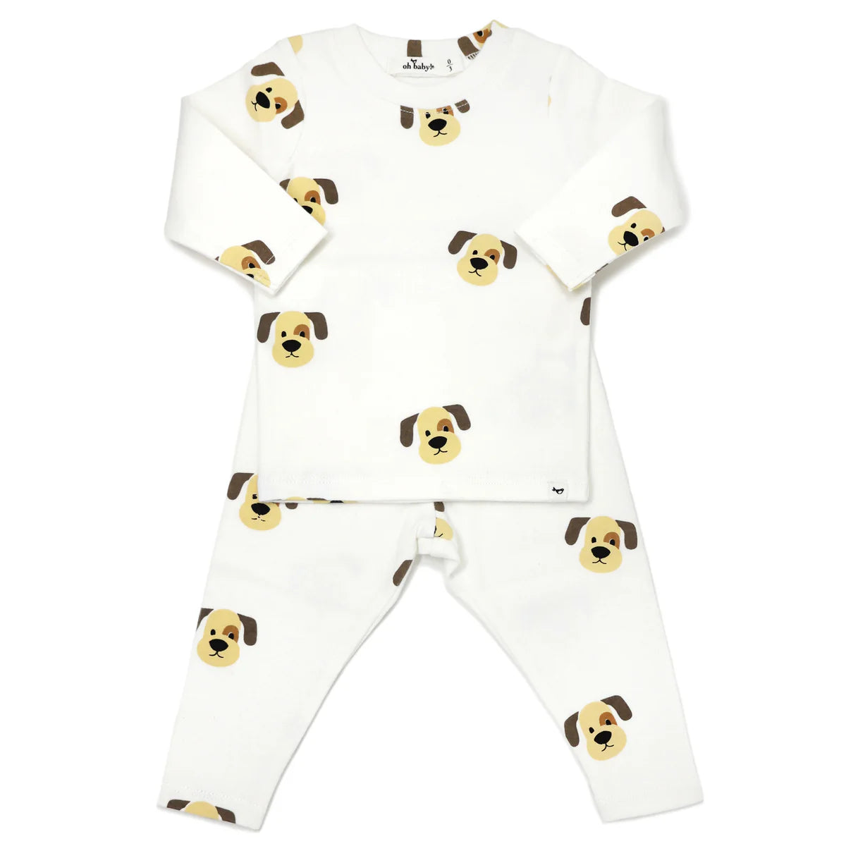 Puppy Faces Print 2pc. Set- Cream