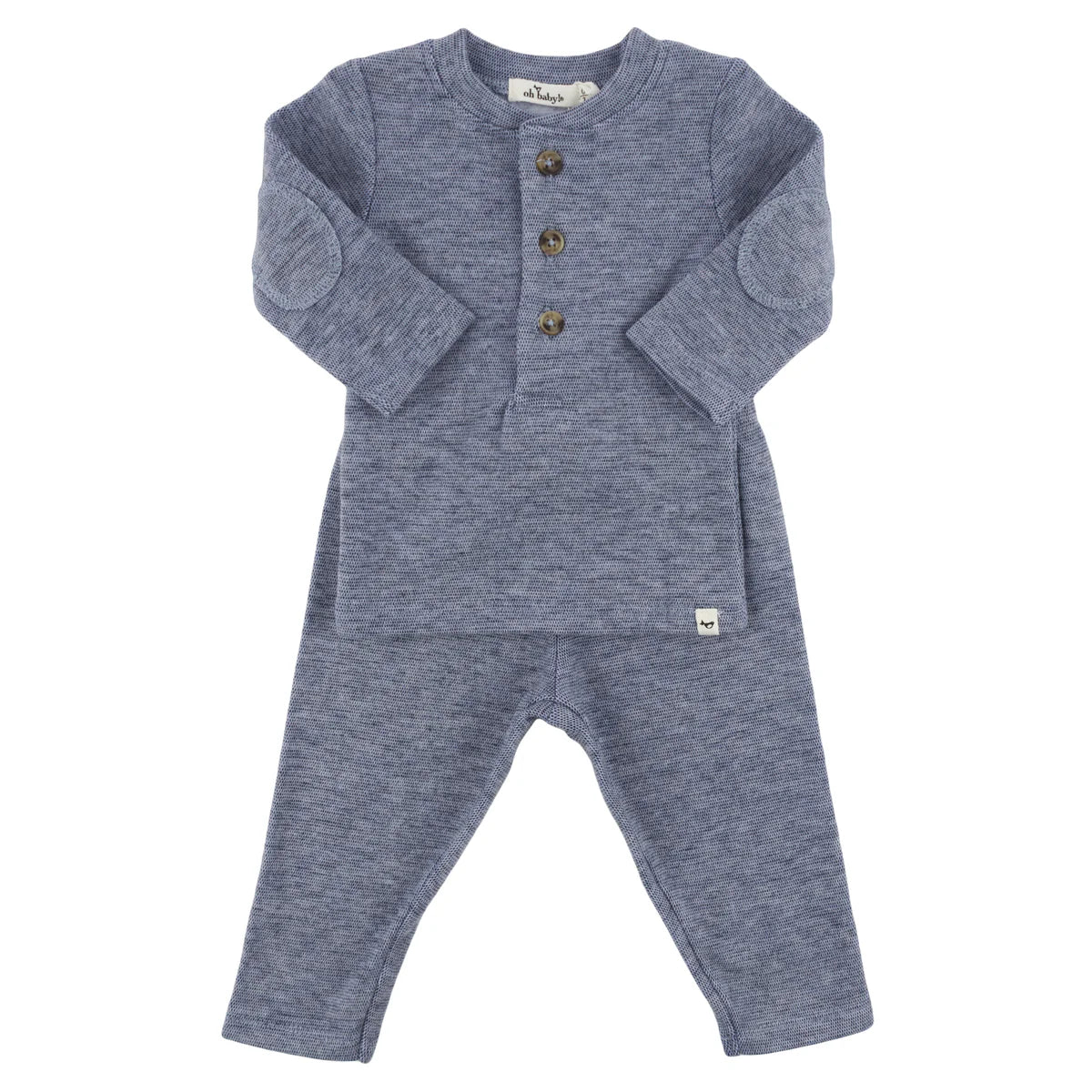 Mini Honeycomb Henley Elbow Patch 2pc. Set- Denim