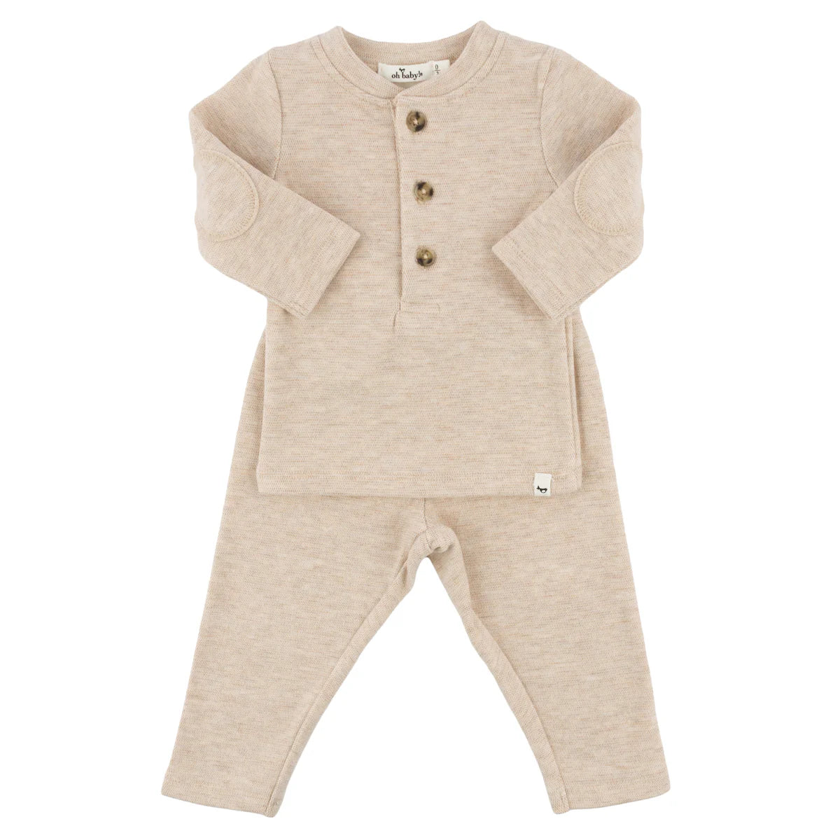 Mini Honeycomb Henley Elbow Patch 2pc. Set- Sand