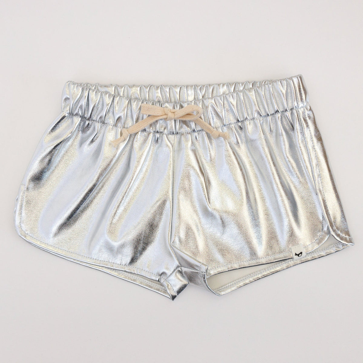 Metallic Draw String Track Short- Silver
