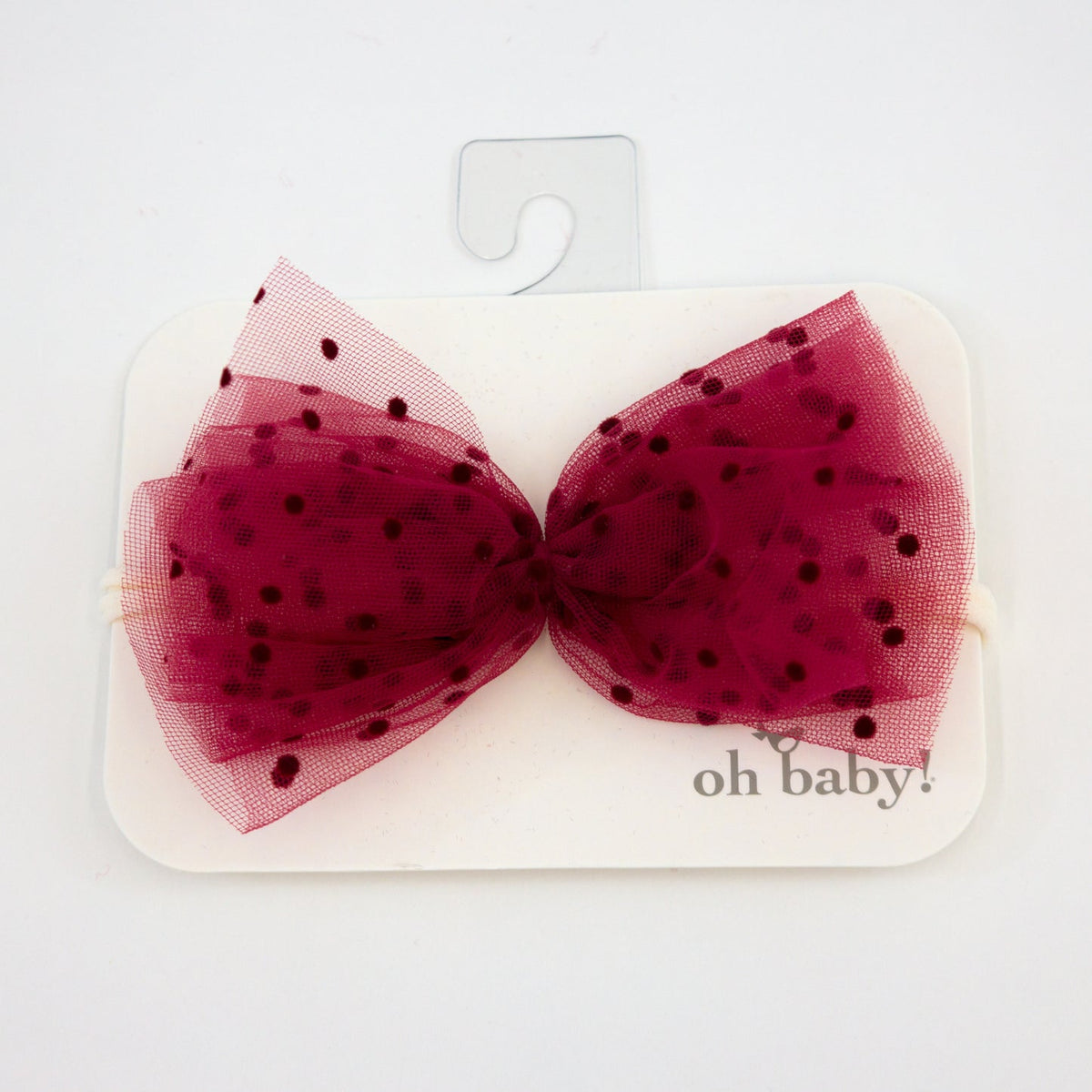 Velvet Mini Dot Nylon Headband- Vintage Berry