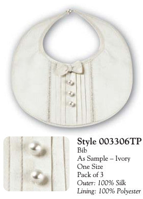 Silk Ivory Bib w Pearl Buttons &  Bow-tie.