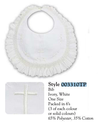 Ruffle Bib w Cross - White