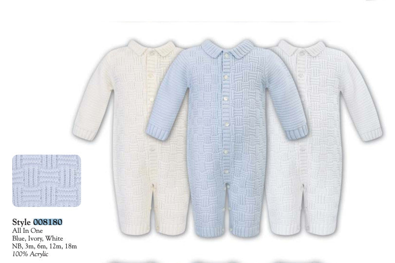 White Knited One Piece - Button Up & Collar