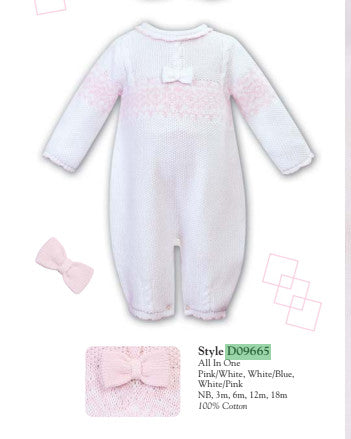 Dani Pink Knit Romper with Bow