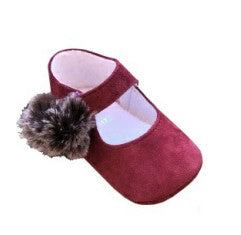 Burgundy - Suede Leather w Pom
