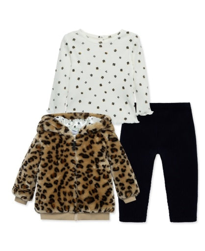 Leopard Fur 3pc Jacket Set