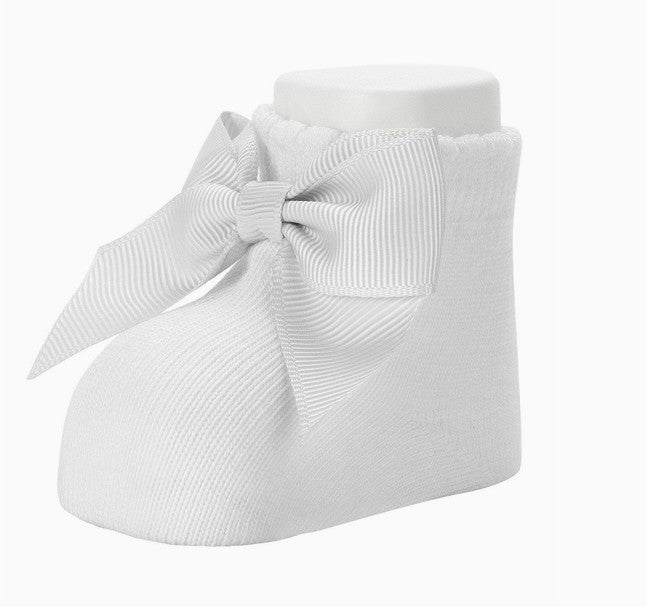 White Newborn Organic Cotton Bow Socks