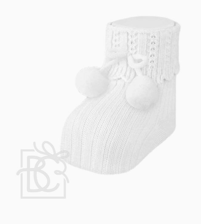 White Newborn Pompom Cotton Socks