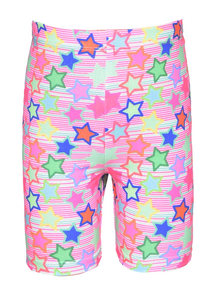 Pink Multi Star Print Biker Shorts