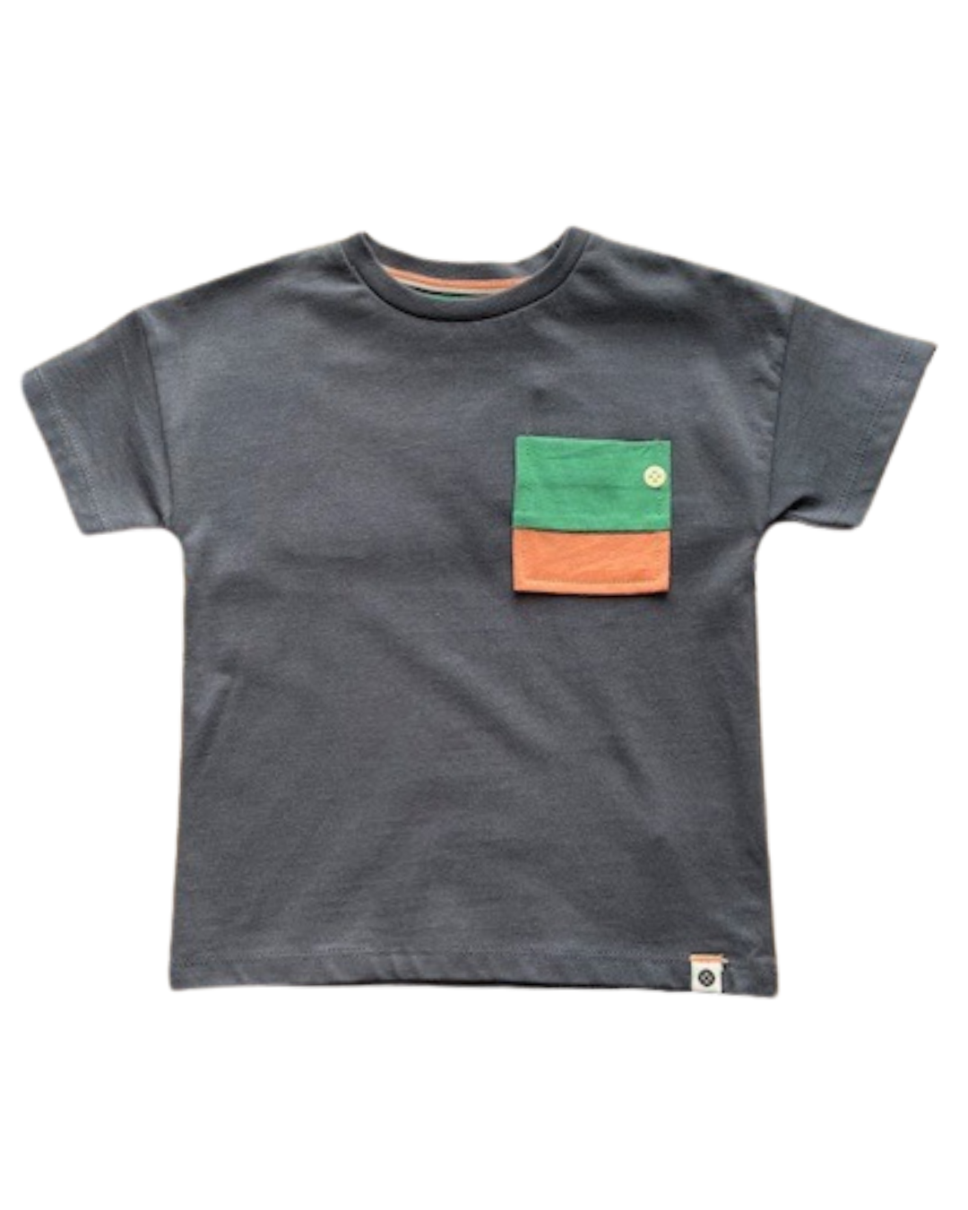 Navy SS T-Shirt w/Green & Orange Pocket