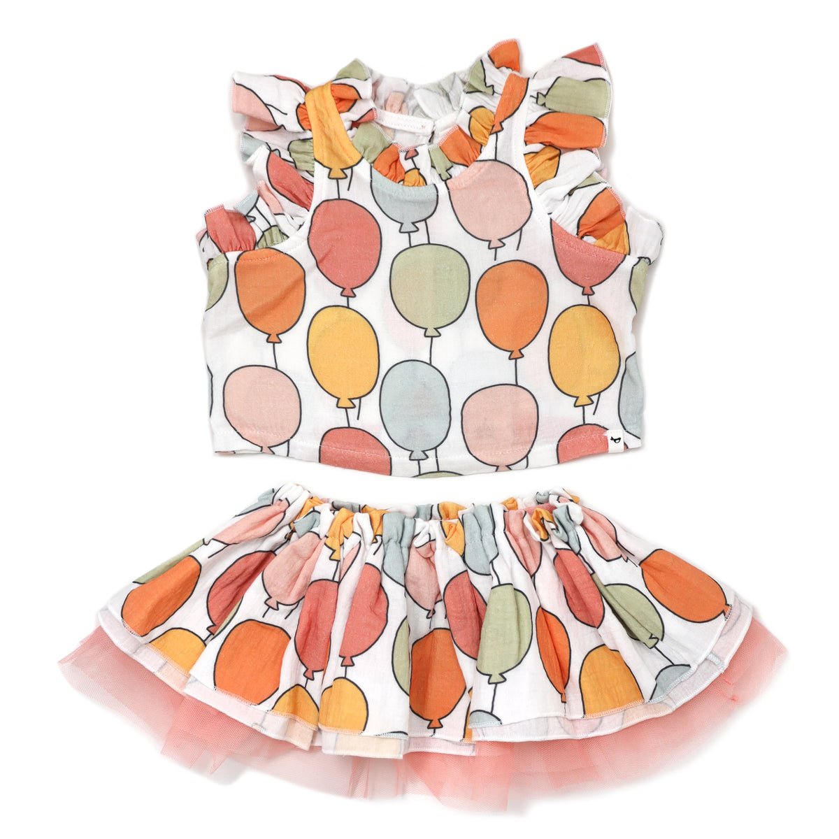 Balloon Print Gauze Lola Top Tutu Skirt Set-Oyster