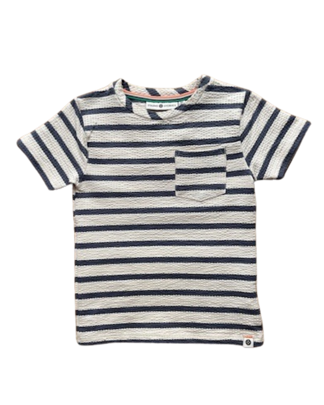 Navy & Bone Striped SS Shirt w/Pocket