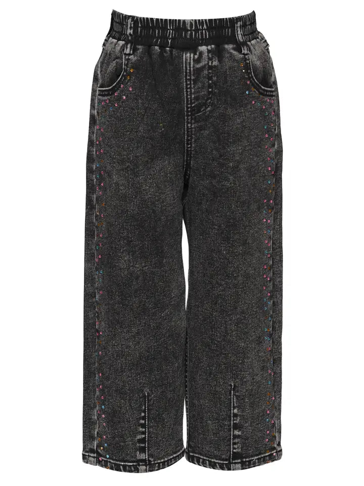 Black Barrel Jeans w/Rhinestones
