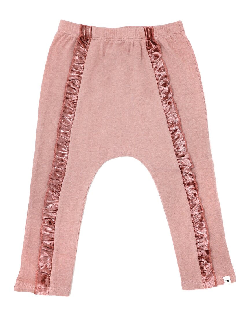 Millie Velvet Ruffle Front Pant baby Rib-Blush