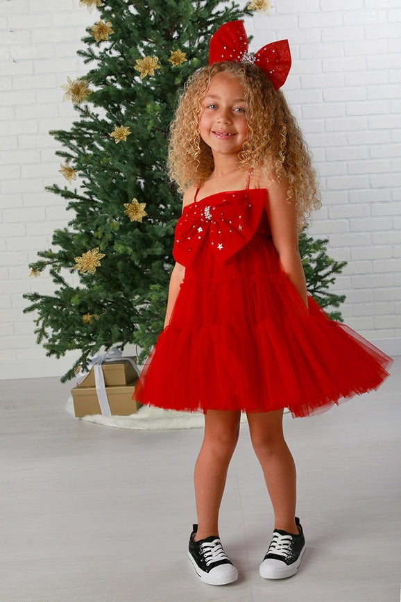 Ruby Red Bow Babydoll Dress