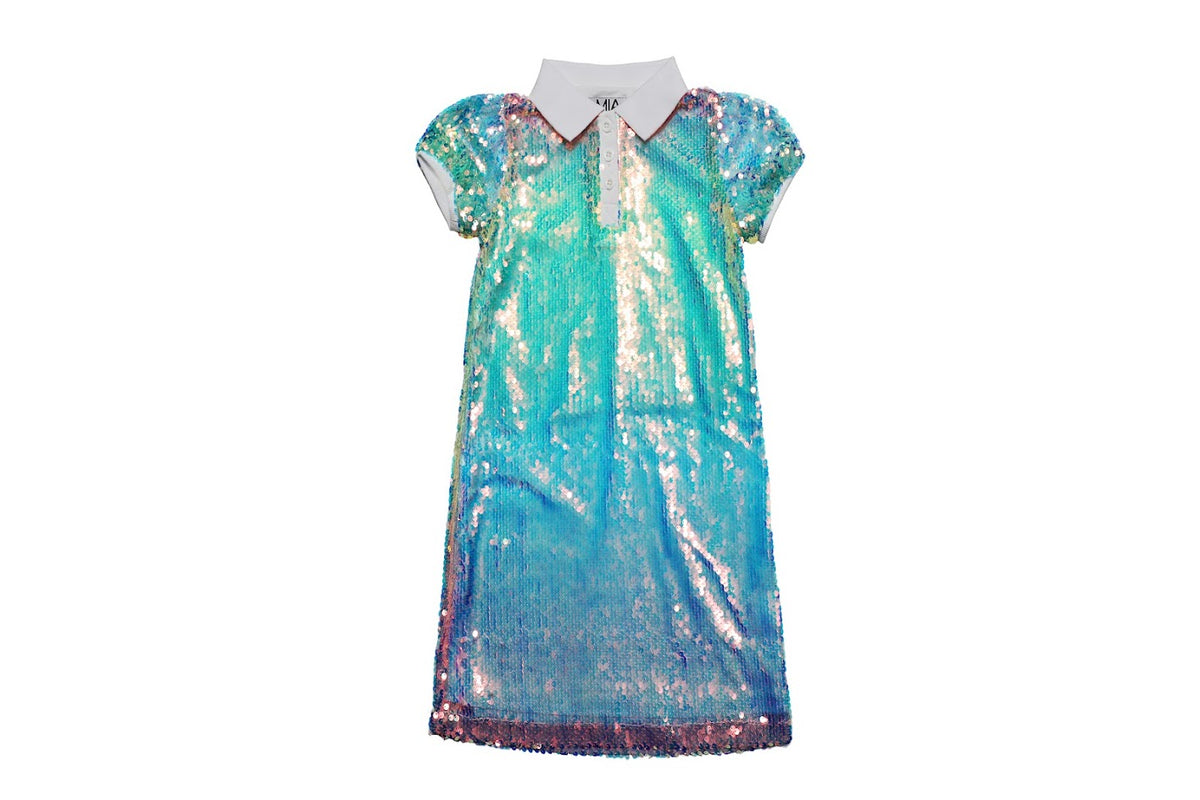 Pastel Rainbow Sequin Polo Dress