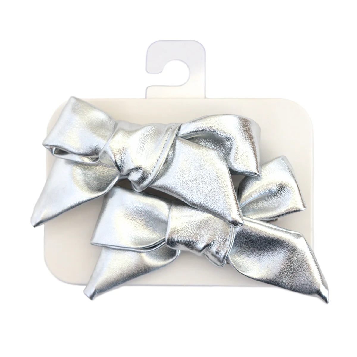 Silver Metallic Bow on Clip